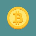 Bitcoin flat icon. Crypto coin logo. Net banking sign. International money or currency. Vector illustration. Royalty Free Stock Photo